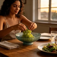 Assiette à salade et dessert en verre transparent de 7,87 pouces, logo personnalisé, écologique, passe au micro-ondes, passe au lave-vaisselle, vaisselle pour restaurant et hôtel