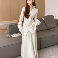 Nouvelle mode 2025 Ensemble deux pièces décontracté pour femme, hiver, col roulé, longueur totale, ample, couleur unie, fermeture éclair, pulls respirants