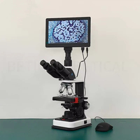 Microscopio Biológico Trinocular SCIEDU S300T-500A con Pantalla de 9 Pulgadas, Soporte USB, Luz LED, Pantalla Todo en Uno, para Agricultura