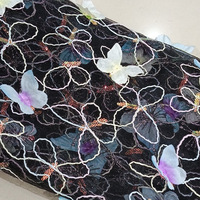 Accessoires pour cheveux faits main en tissu maille 3D avec broderie florale et papillons découpés au laser, garnitures et fournitures DIY
