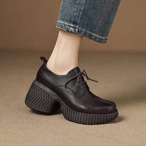 European American Style Retro <b>Round</b> Head Simple Lacing Closed <b>Toe</b> Chunky <b>Heel</b> Ankle Boots-Classic Fashion - Product Image 5