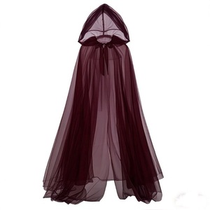 Halloween Dark Witch Hooded Cloak Long Mesh Cape Gothic Cosplay Costume Women Stage Performance Outfit - Product Image 5