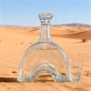 Bouteille en verre arquée personnalisée de luxe de 700 ml avec bouchon en liège estampé à chaud pour whisky, vodka, vin, <span class=keywords><strong>tequila</strong></span> - Product Image 1