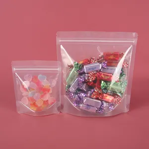 Bán buôn rõ ràng nhựa Mylar Túi tùy chỉnh túi có thể khóa lại 4oz đứng lên túi thực phẩm cấp doy gói kẹo bao bì