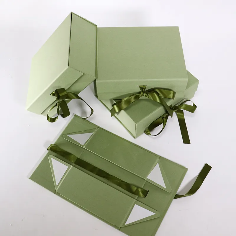 Free Sample Custom Logo Design Foldable Magnetic Luxury Packaging Gift Box With Ribbon Bow