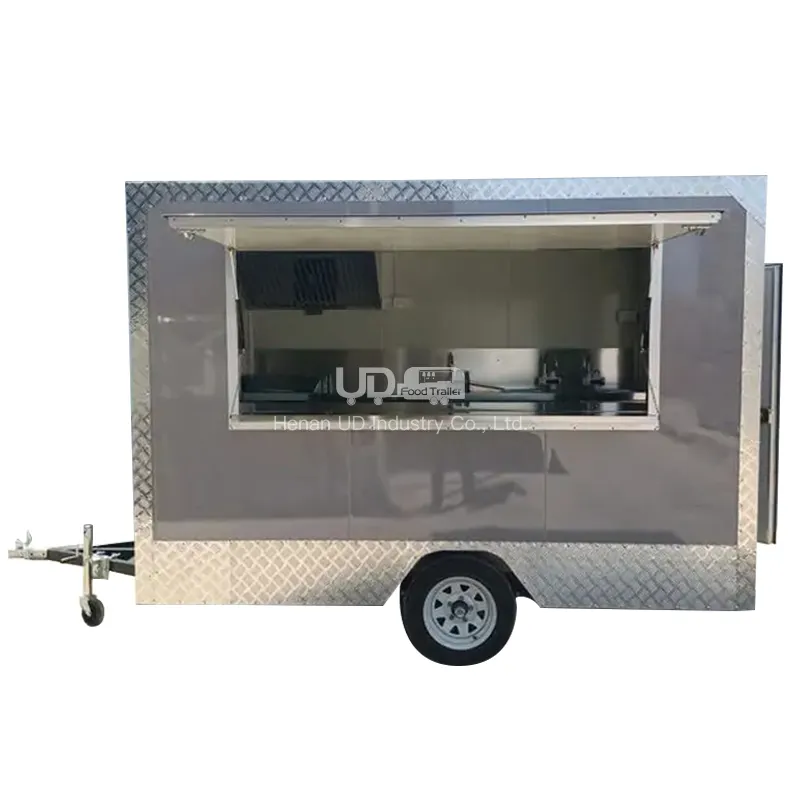 Street Square Mobile Kitchen Helado Remolque de comida rápida Camión de comida de café móvil totalmente equipado con cocina completa a la venta