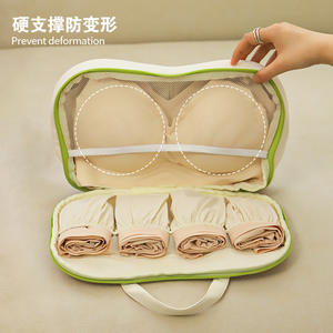 Sac de rangement pour soutien-gorge de voyage, organisateur de sous-vêtements en nylon imperméable avec support rigide pour l'organisation des vêtements de voyage, forme rectangulaire - Product Image 1