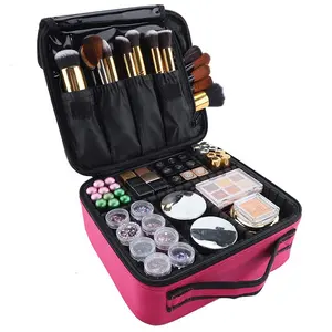 Travel Cosmetic Storage Box Makeup Kits Storage with Adjustable Dividers Makeup Bag