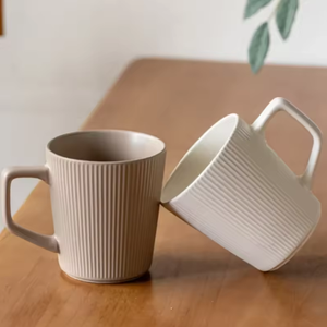 Cartoon Style 500ML <b>Ceramic</b> <b>Mug</b> Solid Color Striped Food Safe Business Gifts for Coffee Tea Water Use - Product Image 3