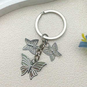 Mignon métal fer feuille creux papillon porte-clés bricolage à la main voiture clé Charins pour femmes hommes amitié bijoux cadeaux - Product Image 3