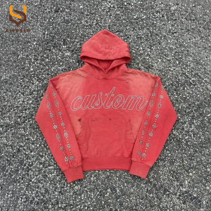 Conjunto de Sudadera con Capucha y Pantalones Deportivos Anchos con Estilo Vintage, Lavado Ácido, Remaches y Pedrería - Product Image 4