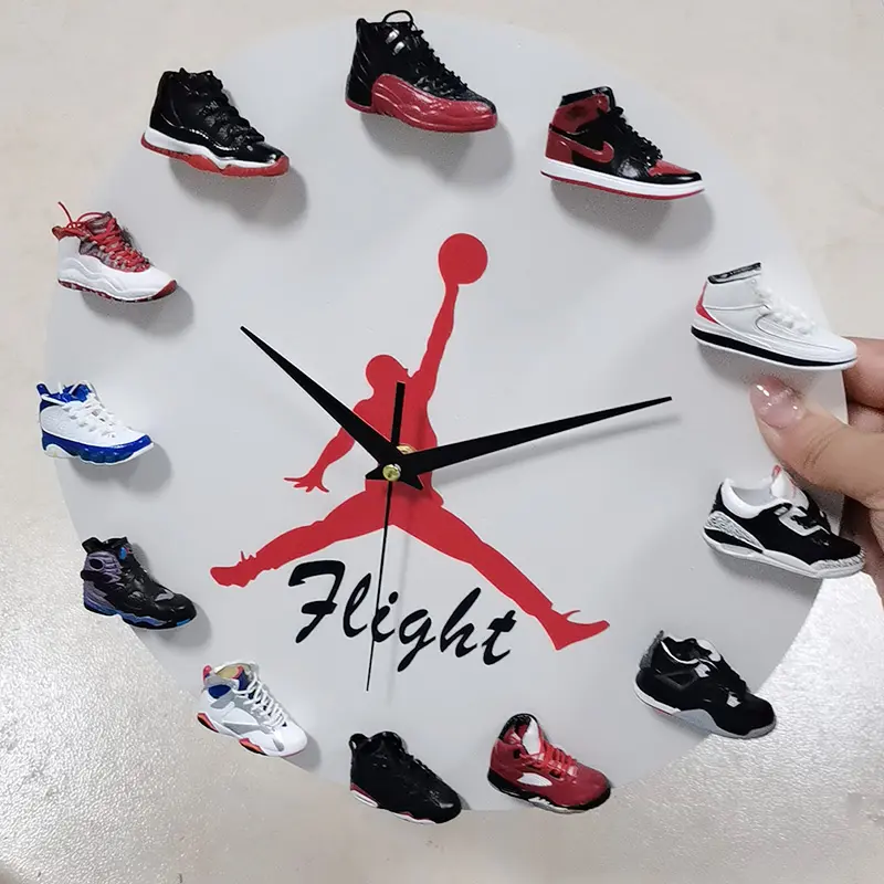 gift decorate clock custom AJ home decor diy sneaker 3d wood jordan nike shoes clock silent wall clocks