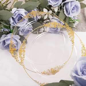 Black Gold Plastic Plates White Plastic Dinner Plates With Rose Gold Rim for Weddings & Parties & Shower - Product Image 3