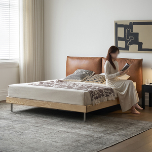 <span class=keywords><strong>Barker</strong></span> cama de cuero Queen estilo Retro Medieval 1,8 bordes bolsa suave cama doble estilo Simple moderno de madera para dormitorio principal - Product Image 3