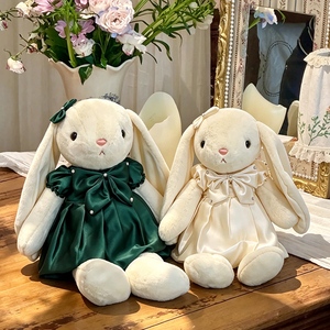 <span class=keywords><strong>Peluche</strong></span> <span class=keywords><strong>Coniglio</strong></span> Vintage Floreale all'Ingrosso, Morbido e Soffice, <span class=keywords><strong>Bianco</strong></span>, con Cappello di Paglia e Grembiule in Pizzo, Giocattolo di <span class=keywords><strong>Peluche</strong></span> Animale - Product Image 3
