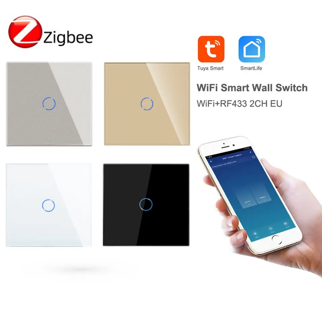KLASS 1/2/3/4 Gang Glass Touch Panel Wifi Zigbee Smart Home Wall Light Switch for Hotel Electric Power Switch Smartlife Alexa