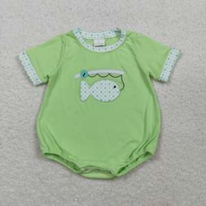 Combinaison bébé fille SR3894 rts, broderie, confortable, sans manches, verte, vente en gros - Product Image 2