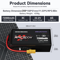 Racepow 6S/12S/14S/18S 72000mAh литий-ионный аккумулятор 400Wh/кг твердотельный Дрон Липовая батарея для VTOL UAV/ Fixed-wind UAV