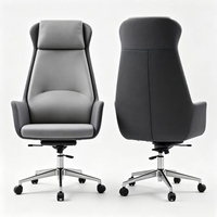 Chaise de direction ergonomique confortable à hauteur réglable en cuir PU pivotante, idéale pour le bureau à domicile et les bureaux professionnels