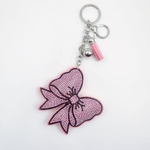 New Creative Bling Rhinestones <b>Studded</b> Bow Keychain With Tassel for Car Keys <b>Bag</b> Charm Pendant Sparkling Bow Keyring Accessories - Product Image 5