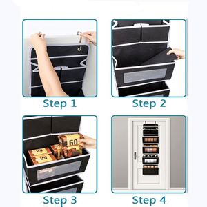 Organisateur de porte pliable robuste pour placard, salle de bain, chambre d'enfant, rangement mural suspendu avec 4 grandes poches de grande capacité - Product Image 2