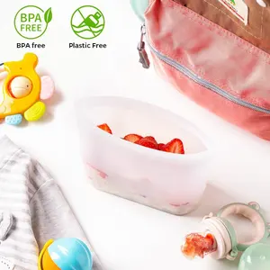 Wholesale Silicone Food Vacuum Silicon Food Reusable Storage Container Cover Bag Lunch Box Kids Bags