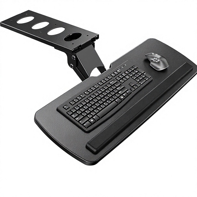 Bamboo Desk 360 Adjustable Ergonomic Sliding Keyboard Mouse Tray Slide-Out Holder for Home Office Work 25"W X 9.84"D