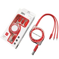 Kabel USB Retraktil 3 in 1 dengan Logo Custom untuk Hadiah Promosi Android