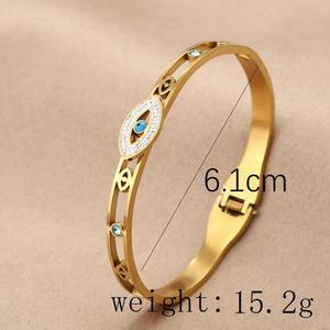 Bracelet de luxe de haute qualité en or, argent et diamant bleu, motif œil turc, en acier titane et zircon, pour femmes et jeunes filles - Product Image 2