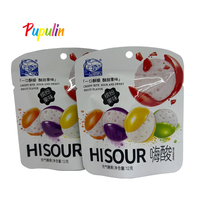 Bonbons mini croustillants fourrés à la poudre aigre, saveurs de fruits mélangés, en sachet, confiserie pour enfants, vente en gros, marque privée OEM disponible