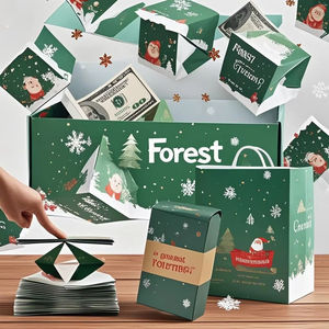 Caja de regalo de Navidad DIY papel plegable dinero cumpleaños sorpresa rebote explosiones sobre rojo Surpris - Product Image 1