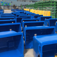 Poubelle extérieure de 660 litres, bac à déchets industriel en plastique, conteneur de recyclage avec roues
