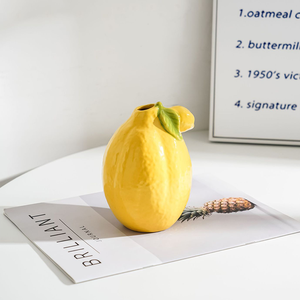 مزهرية طاولة من البورسلين بتصميم حديث من البورسلين محاكية لأزهار الليمون المحاكية للديكور وغرفة المعيشة والمكتب - Product Image 5