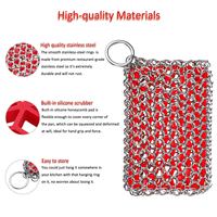 Éponge à récurer en maille de chaîne en acier inoxydable 304 de qualité alimentaire, sans dommage pour les ustensiles de cuisine, avec crochet de suspension, pour la vente en gros