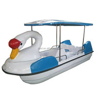 Bateaux à pédales en fibre de verre en forme de cygne pour 4 personnes, avec toboggan, vélo à pédales aquatique pour enfants