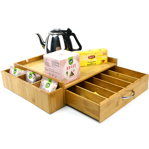 Bamboo 36 K-Cup Single Serve <strong>Coffee</strong> <strong>Pod</strong> <strong>Drawer</strong> with Side Condiment Caddy Organizer - Product Image 1