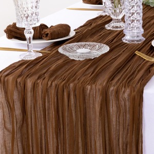 <span class=keywords><strong>Runner</strong></span> da tavola in garza di cotone marrone caffè, stile rustico boho, per Pasqua, Primavera, Baby Shower, 120 pollici (10 piedi) - Product Image 1