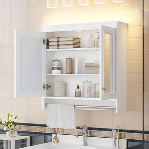 Gabinete de Baño con Espejo 3 en 1 de 30 Pulgadas, Montado en la Pared, con Estantes Ajustables, Puertas con Cierre Suave, Alta Definición - Product Image 2