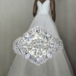 Zircon Halo <b>Ring</b> <b>for</b> <b>Women</b> S925 Sterling Silver Prong Set Split Shank <b>Statement</b> <b>Ring</b> Anniversary Party Evening Fine Jewelry Gift - Product Image 3