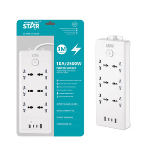 Regleta de Enchufes Winning Star, 10A, 2500W, Cable de 3 Metros, 6 Tomas de Corriente con Puertos USB, Protección Contra Sobrecargas - Product Image 1