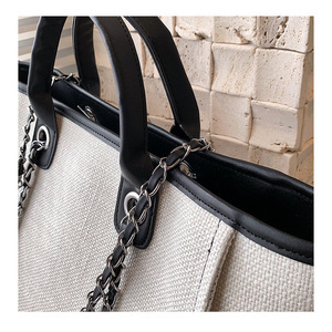 Sac seau pliable grande capacité avec fermeture éclair, sac à bandoulière portable à chaîne, sac fourre-tout diagonal quotidien pour femme - Product Image 5