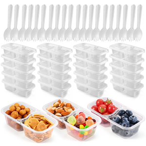 Double Compartment Snack Containers with Sauce Cups Lids Compact Travel Food <b>Storage</b> <b>Boxes</b> for Friends Adults - Product Image 1