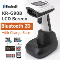 Lector de código QR blanco de supermercado KEFAR 2,4G inalámbrico para Escáner de código de barras de diente azul con interfaz USB de base de carga en Stock