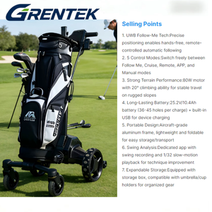 Chariot de golf électrique de qualité supérieure, cadre en aluminium, batterie Li-ion, 6 roues, capacité de charge de 80 kg, autonomie de 45 km - Product Image 3