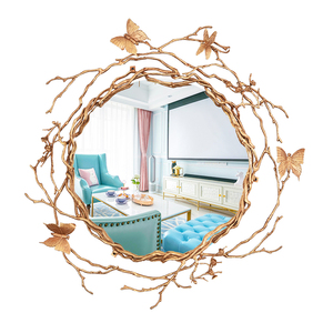 <span class=keywords><strong>Grand</strong></span> <span class=keywords><strong>miroir</strong></span> mural de maquillage en <span class=keywords><strong>cuivre</strong></span>, design luxueux, avec branches, en verre irrégulier - Product Image 5