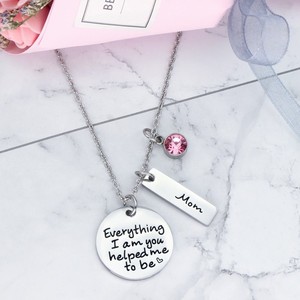 Loftily joyería al por mayor todo lo que soy te Me ayudó a ser Rosa Zircon encantos collar, Regalo para mamá, Día madres regalo - Product Image 6