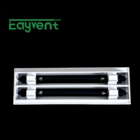 Grille de ventilation linéaire à 2 fentes en aluminium antirouille, cadre blanc, lame noire, montage encastré pour décoration intérieure moderne et luxueuse