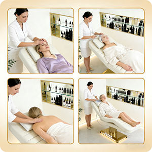 Elektrisches Kosmetikliege mit Kurve, Elektrische Goldene Edelstahl-Gesichtsliege mit <span class=keywords><strong>3</strong></span> Motoren, Salon-Spa-Wimpernliege, Massageliege, Gesichtsschönheitsliege - Product Image 4