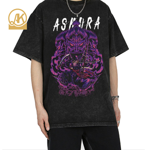 T-shirt Oversize da uomo <span class=keywords><strong>Anime</strong></span> Vintage con mezze maniche con lavaggio acido - Product Image 1