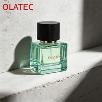 Frasco de Perfume de Lujo de 50 ml, Transparente, Cuadrado, con Tapa Negra a Rayas, de Larga Duración, Unisex, de Vidrio